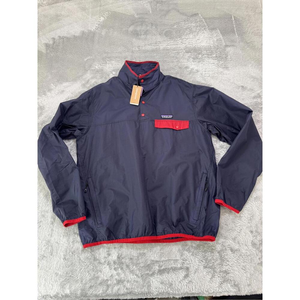 Patagonia Men’s Houdini Snap-T Pullover Jacket Navy/Redwindbreaker